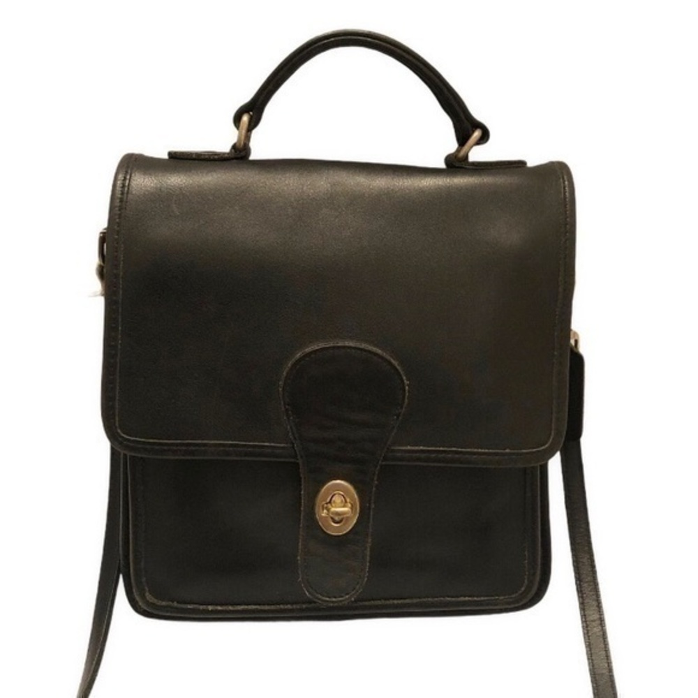 Coach vintage black leather station bag